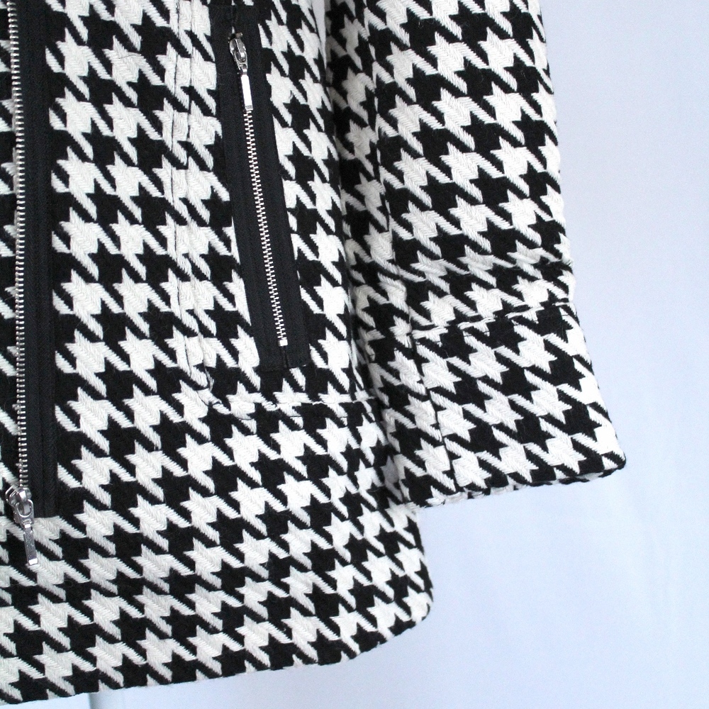 Houndstooth Zip Coat NWOT Black & White - Picture 5 of 9